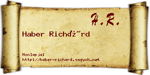 Haber Richárd névjegykártya